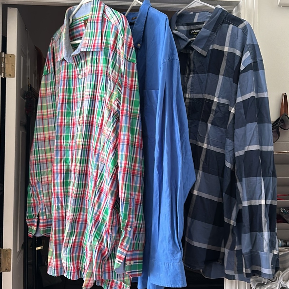 Lot of 3 5xl long sleeve button ups. Gently worn. Lots of life left.